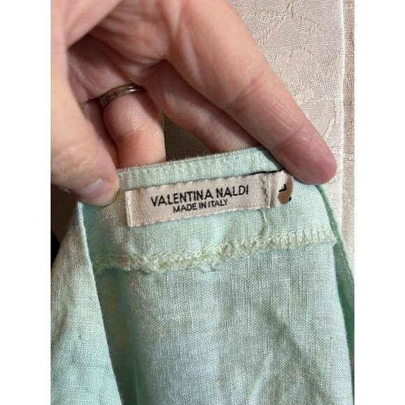 Valentina Naldi ITALY Top LINEN Sleeveless Relaxed Babydoll Light Green Sz L - Picture 5 of 7